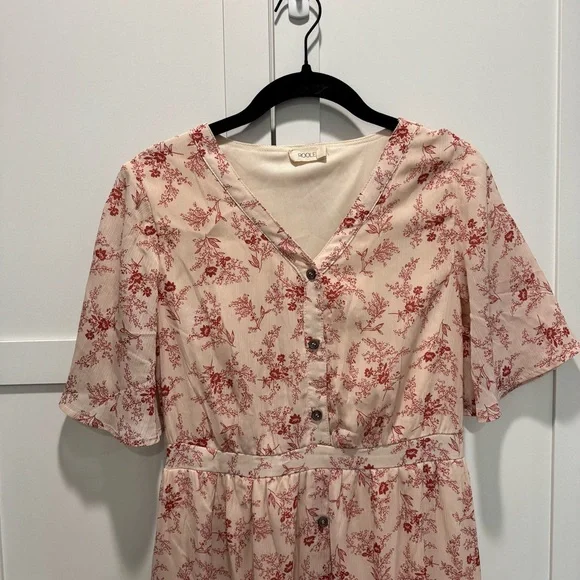 Roolee Cream and Red Floral Maxi Dress - Picture 2 of 4